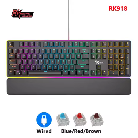Royal Kludge RK918 คีย์บอร์ดเกมมิ่งเชิงกล 108 ปุ่ม ไฟ RGB ปรับแต่งได้