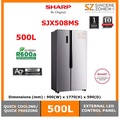 Sharp SJX508MS 500L Side by Side Refrigerator - Kapasiti Besar, Desain Modern