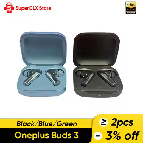 OnePlus Buds 3 - True Wireless Earbuds, Metallic Gray & Splendid Blue, 11mm Driver, ANC hingga 49dB, IP55, 44 Jam Playback