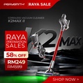 PerySmith K2 Max Cordless Vacuum Cleaner - Kaden Series, 2.38kg, Smart Inverter Motor, HEPA Filter, Aksesori Lengkap