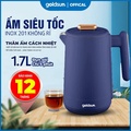 Ấm siêu tốc Goldsun GKT2616 1.7L, 1500W, Inox 201, Có nắp và tay cầm chịu nhiệt, Tự ngắt khi sôi, Trắng/Đen