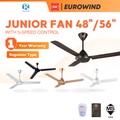 Eurowind K12V0 Kipas Siling 48-Inch Putih Dengan Regulator dan Motor Hemat Energi