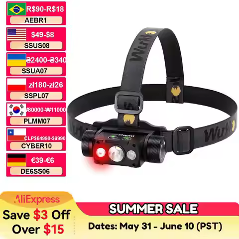 Lampu Kepala Wurkkos HD50 4000lm dengan Fitur Spotlight, Floodlight & Red Light