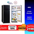 Sharp SJP598GM Pelican 480L 2-Door Refrigerator Maroon Glass