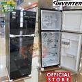 Aqua AQR-D275R Kulkas 2 Pintu 220L Inverter Glass Door Putih