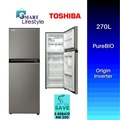 Toshiba GR-RT300WE-PMY Peti Sejuk 2 Pintu Inverter, Kapasiti 270L, Warna Silver Gelap