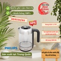 Bình đun siêu tốc Philips HD9339/80, 1.7L, Bạc/Đen, Thủy tinh borosilicate