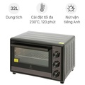 Lò nướng Electrolux EOT3218XG 32L, màu đen, kích thước 531x379x368mm