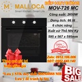 Lò nướng âm tủ Malloca MOV-726 MC - Dung lượng 66L, Kích thước 595x567x595mm, Màu đen