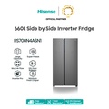 Hisense RS666N4ACNIV Lemari Sejuk Side by Side 620L, Perak