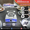 Homelux HSS-177 Dapur Gas Hitam 3 Pembakar Besi Tuang dengan Sambungan Tetap untuk Kegunaan Domestik