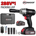 Ironhoof 288V Mesin Bor Baterai Brushless 30Nm 1500rpm Set Lengkap
