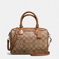 Coach Mini Bennett Tas Wanita - Signature Canvas, Zip-top, 9x5x6.5 inci, Pelbagai Warna