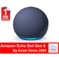 ลำโพงอัจฉริยะ Amazon Echo Dot 5th Gen สีน้ำเงิน/ขาว/ดำ ทรงกลม ใช้งานผ่านเสียง Alexa