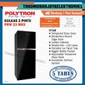 Kulkas Polytron PRW 23MNX Belleza Jumbo 2 Pintu, Kapasitas 220L, Hitam/Merah/Biru