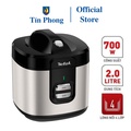 Nồi cơm điện Tefal RK364A68 2L - Bạc đen, gia nhiệt thẳng đứng, chống dính men vân đá