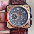 Bell & Ross BR-X1 Military 45mm Chronograph Watch - Khaki Titanium, Sapphire Crystal, Perforated Rubber Strap