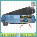 GOQ D208 Dual Camera Car DVR Rearview Mirror Dash Cam Full HD 1080P, 4.3" LCD Display, 170° Depan & 120° Belakang