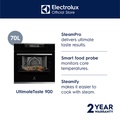 Electrolux KOAAS31X 60cm UltimateTaste 900 Built-in Oven (70L, Hitam) dengan Teknologi SteamPro