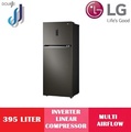 LG GN-B392PXBK 395L Peti Sejuk Top Freezer Black Steel