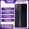 Sharp SJF858VMBK 700L J-Tech Inverter 4 Pintu Peti Sejuk Hitam Metal