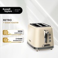Russell Taylors RT-10C Pembuat Roti Retro, 2 Slot, Warna Cream, 925W
