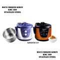 Kirin KRC-389 Rice Cooker - Penanak Nasi 2 Liter Stainless Steel