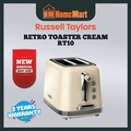 Russell Taylors RT-10C Pemanggang Roti Retro (Cream) 2 Slot, 7 Tahap Browning, Dengan Fungsi Defrost & Reheat