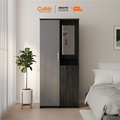 Cubic LUNA LPM 201 Lemari Pakaian 2 Pintu Minimalis - Sonoma Oak White/Sonoma Black-Grey