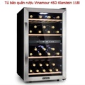 Tủ Rượu Vang Klarstein Vinamour 45D, Dung Tích 118L, Bảo Quản 45 Chai Tiêu Chuẩn, Màu Bạc