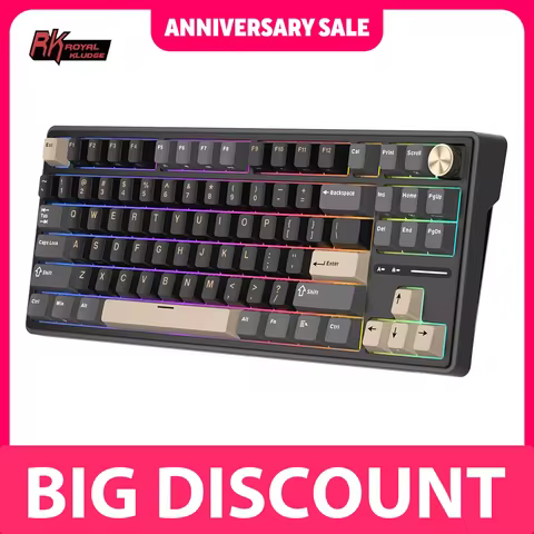 Royal Kludge R87 Mechanical Keyboard 87 ปุ่ม Tenkeyless สวิตช์เปลี่ยนได้ (ขาว/ดำ)