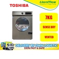 Toshiba TD-H80SEM 7kg Tumble Dryer - Mesin Pengering Pakaian dengan SENSEDRY™ Anti-Crease, Putih dan Perak Gelap