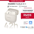 Huawei FreeBuds SE 3 - Earphone Bluetooth TWS Krim & Hitam, 42 Jam Playback, IP54 Water Resistant