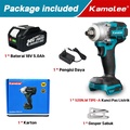 Kamolee 520N.M Impact Wrench Brushless 1/2" 20V Lithium-Ion