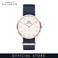 Daniel Wellington Classic Bayswater 40mm - Jam Tangan Lelaki Klasik Keluli Tahan Karat Perak dengan Strap Fabrik Midnight Blue