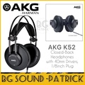 AKG K52 Closed-Back Headphones - Over The Ear, Hitam, 40mm Driver, 32Ω Impedance, 110dB Sensitivity