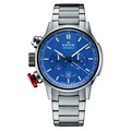 Edox Chronorally 45mm Keluli Tahan Karat, Getah Hitam, Safir, Kronograf Swiss Kuarza