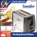 Sonifer SF-6007 Pemanggang Roti Otomatis 2 Slot Stainless Steel Hitam Perak