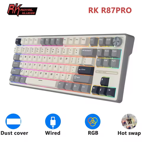 Royal Kludge R87 Mechanical Keyboard 87 ปุ่ม Tenkeyless สวิตช์เปลี่ยนได้ (ขาว/ดำ)