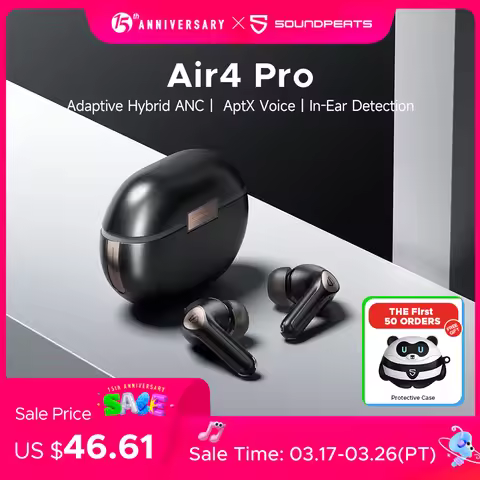 SoundPEATS Air4 Pro - In-ear Headphones dengan ANC 45dB, Bluetooth 5.3, dan Bateri Hingga 26 Jam (Yellow, White, Black)