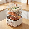 Nồi lẩu hấp thủy nhiệt Mishio MK382 3L, khay hấp inox 304, màu kem