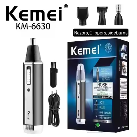 Máy Cạo Râu Kemei 6630 - Đa Năng 4 trong 1, Pin Sạc, Màu Đen