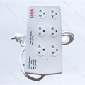 Lioa 6SS2.5-2N - Ổ cắm kéo dài 6 chấu, màu trắng, 250V/15A, bảo vệ quá tải và chống giật