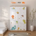 Cubic Lemari Pakaian Minimalis 3 Pintu LUNA LP 3P - 120cm, Putih/Sonoma Oak