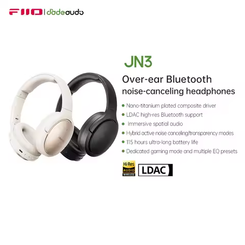 FiiO JN3 หูฟังครอบหูตัดเสียงรบกวน Bluetooth 6.0 LDAC ไดรเวอร์ 40 มม. สีดำ