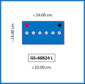 GS 46B24L แบตเตอรี่รถยนต์ 12V 45Ah กำลังไฟสูง ไม่ต้องดูแลน้ำกลั่น