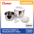 Cosmos CRJ-9303 Rice Cooker 2 Liter Stainless Steel