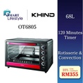 Khind OT6805 Oven Elektrik 68L Galvanis Plated dengan Sistem Konveksi & Rotisserie