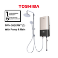 Toshiba TWH-38EXPMY Pemanas Air Elektrik Segera, Emas, 240V, 3800W, Sistem Pemanasan Aliran Spiral Bebas Bakteria 99.99%