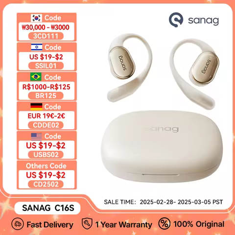 Tai nghe Sanag C16s Mở tai Bluetooth 5.4 không dây Âm thanh HiFi - Beige, Black